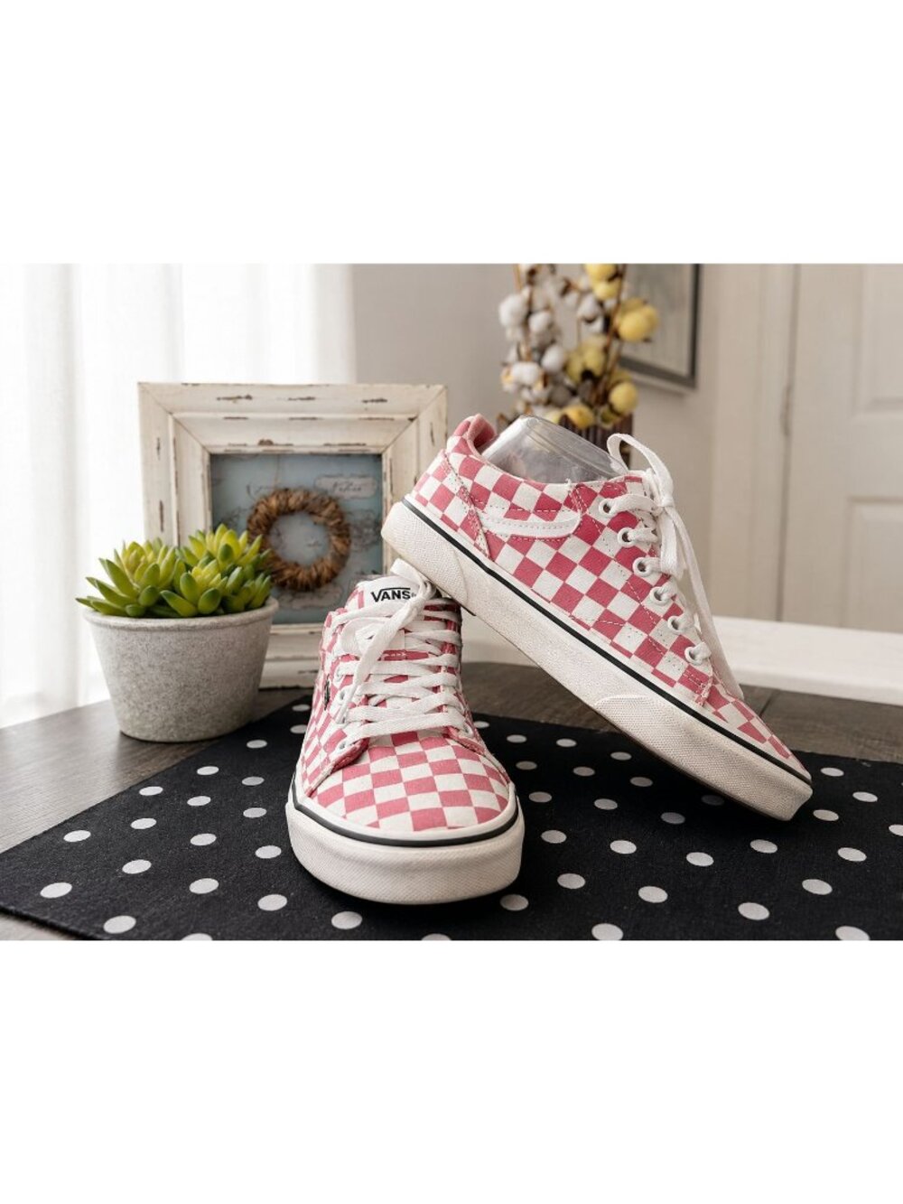 Vans Ward Seldan Pink White Checkerboard Low Top Sneakers Women's Size 8